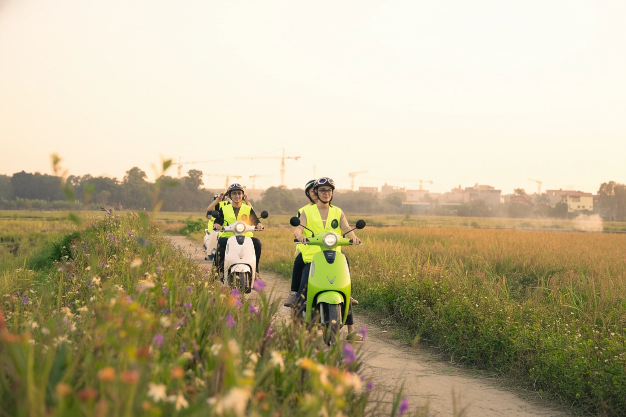 Eco Tour | Explore Hanoi City by E-Motorbike with Ao Dai Female Riders